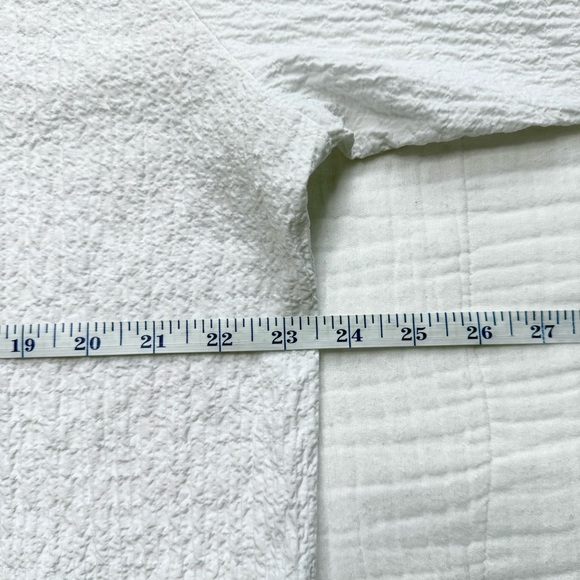 Woolrich 3/4 sleeve white textured blouse size XL -drawstring at elbows - Picture 4 of 10